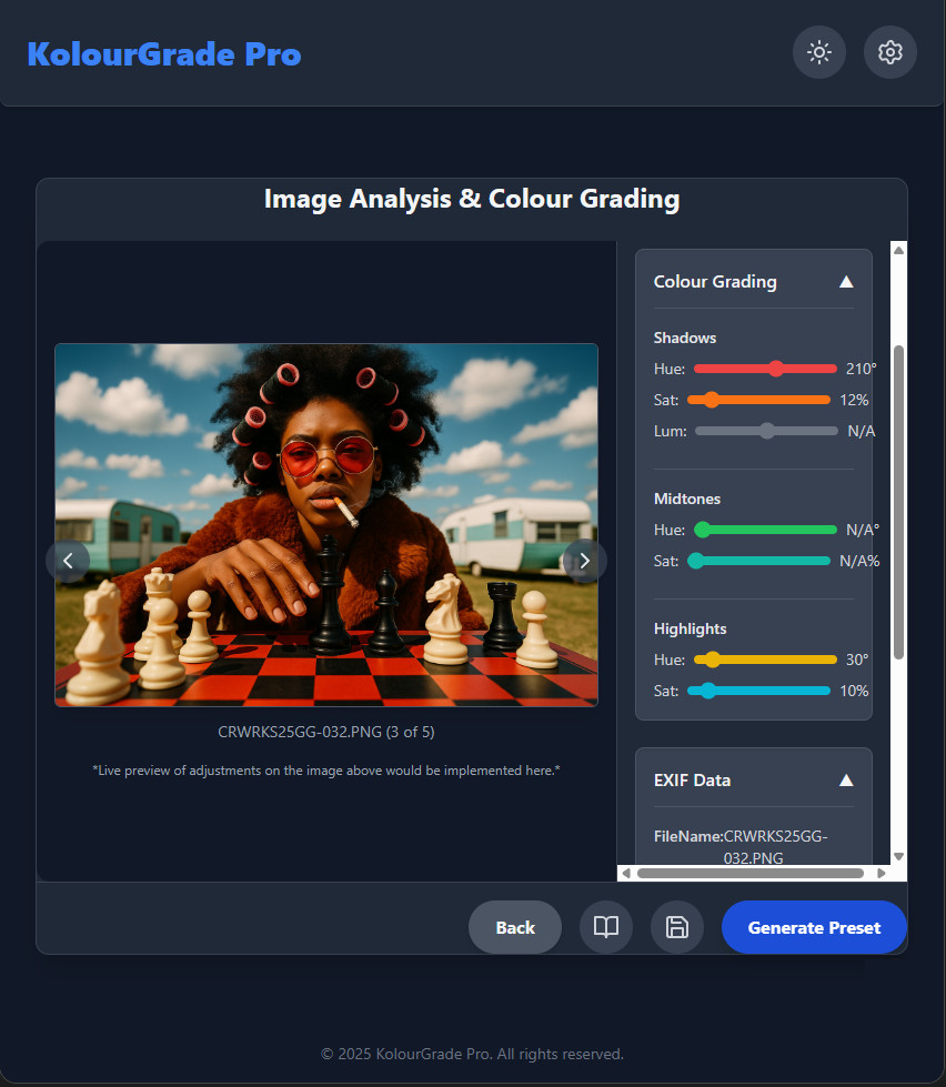 KolourGrade Pro main interface