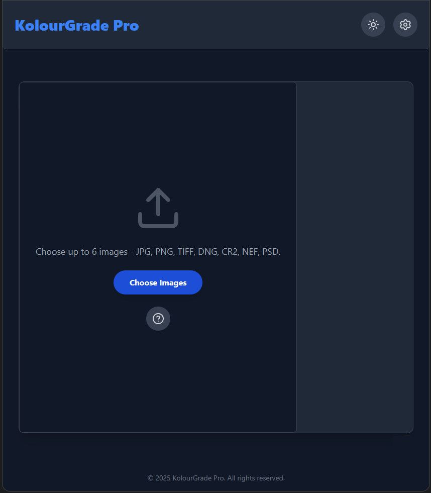 KolourGrade Pro input screen
